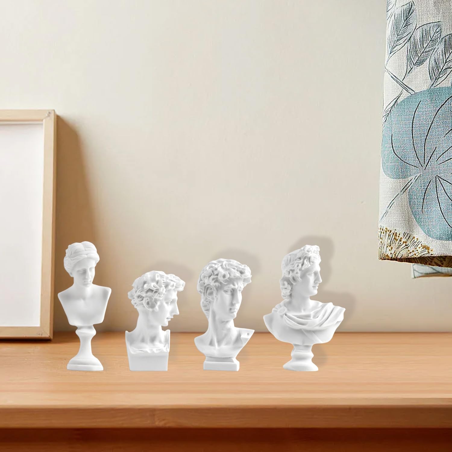 Skiennix Mini Greek Statues - Mythology Figurines Set of 4 | Resin Busts for Home & Office Decor
