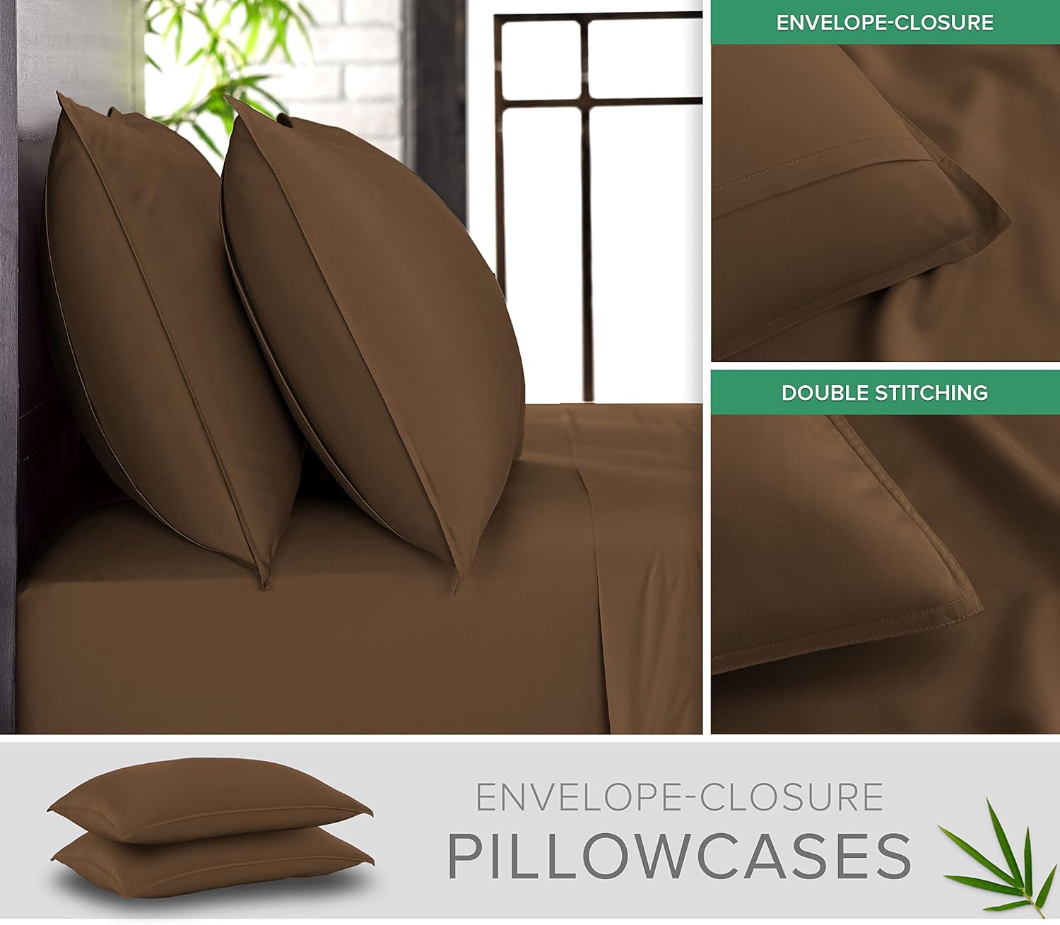 Pure Bamboo King Sheets - Luxuriously Soft 100% Organic Viscose Bed Sheet Set | Cooling Comfort in Coconut Husk