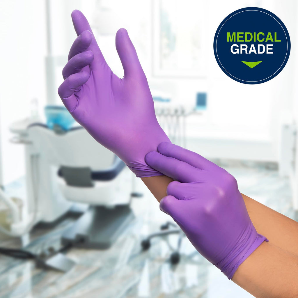 HALYARD PURPLE NITRILE Gloves Powder Free Disposable Medical Exam Gloves Dental Chemo Protection 5.9 mil 9.5 In XS Purple 55080 (Case of 1000)