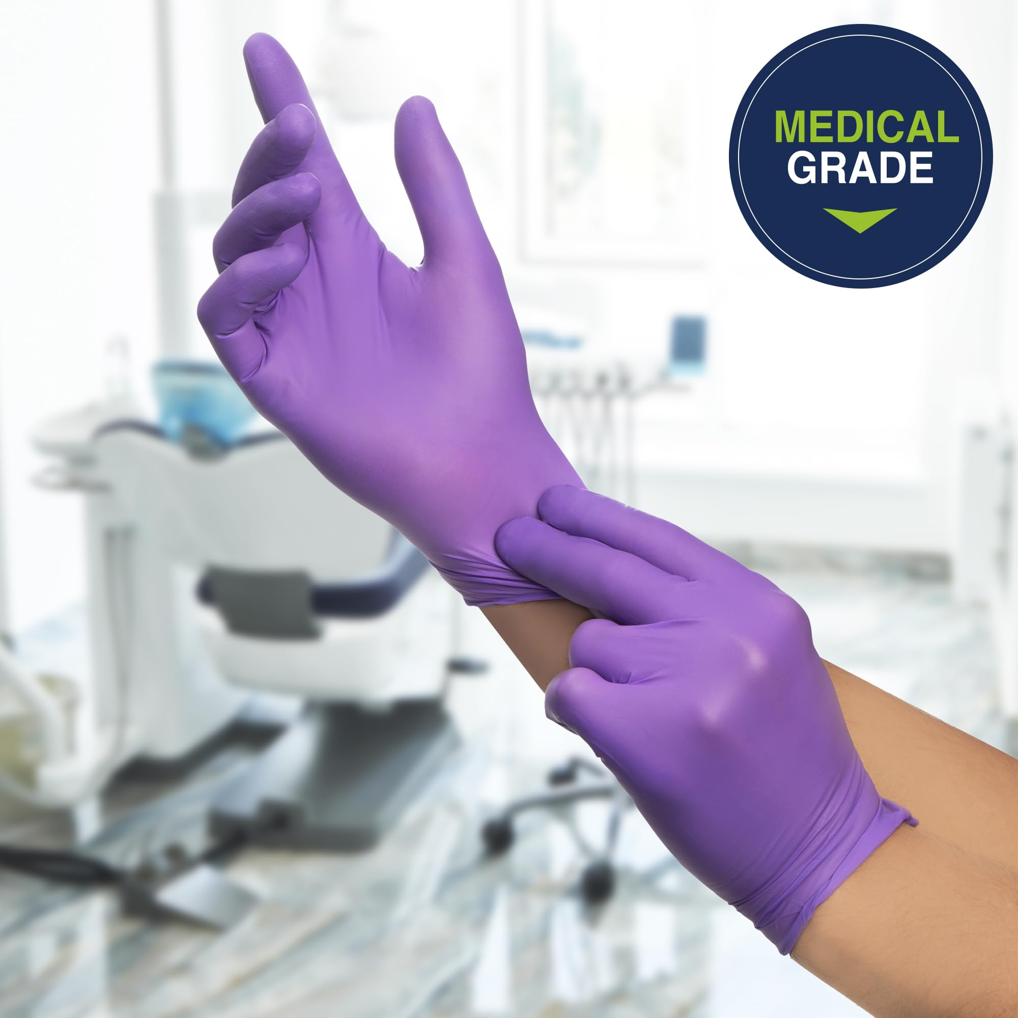 HALYARD PURPLE NITRILE Gloves Powder Free Disposable Medical Exam Gloves Dental Chemo Protection 5.9 mil 9.5 In XS Purple 55080 (Case of 1000)