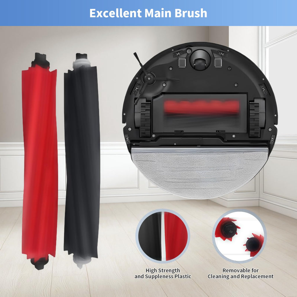 2 Set Dual Main Brush Replacement Parts Compatible with Roborock S8+/S8 Pro Ultra/Q5 Pro+/Q8 Max/Q8 Max+ Robot Vacuum Cleaner Accessories Kit,Replacement Part Roller Brush (2 Main Set)