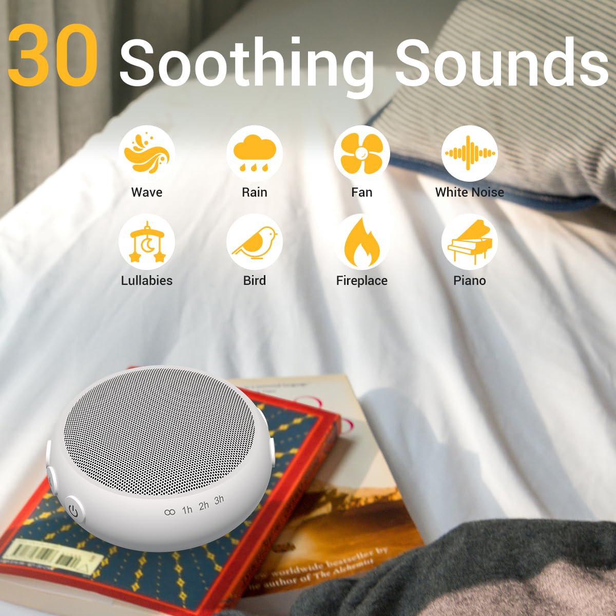 Small Sound Machine Mini White Noise Machine for Baby Kids Adult with 32 Soothing Sounds 32 Volume Levels Sleep Brown Noise Machine for Travel Office Privacy with 4 Timer & Memory