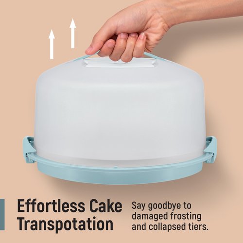 Tribello Extra Large Cake Storage Container, Cake Carrier With Handle Holds Cake 12 X 12 X 5 (Blue)