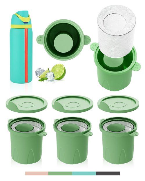 Ice Molds for Owala 24-40oz, Set of 3, Food-Grade Soft Silicone, No White Residue, Easy to Release, Straw Placement Compatible with Owala FreeSip, Keeps Drinks Cold Longer (Green)