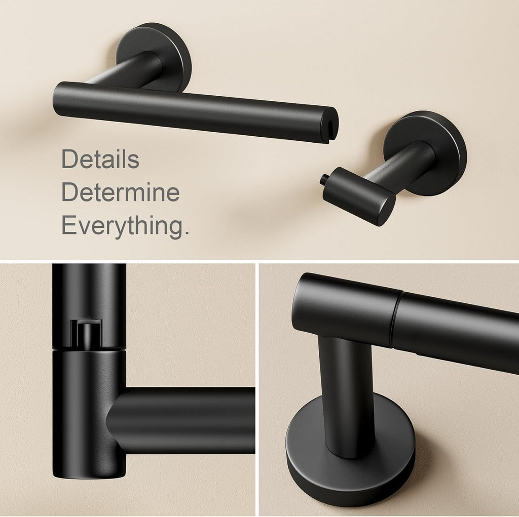 POKIM Matte Black Toilet Paper Holder - Stainless Steel Double Post Design | Fits Jumbo Rolls