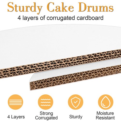 6 PCS Cake Drums 16 Inch, 16inch Drum, Cake Boards 16 Inch Round, 1/2" Thick Cardboard, Sturdy Circle, Base para Pastel Cardboard Base White Cake Boards for Wedding