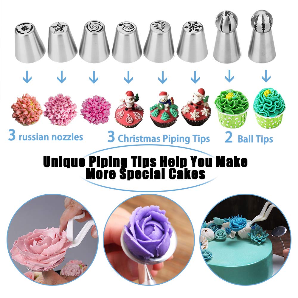 Cake Decorating Kit Cake Decorating Supplies, 515 PCS Baking Supplies Set with 3 Springform Pan Sets, 66 Icing Piping Nozzles, Cake Rotating Turntable, Piping Bags, Birthday Gifts for Mom Wife