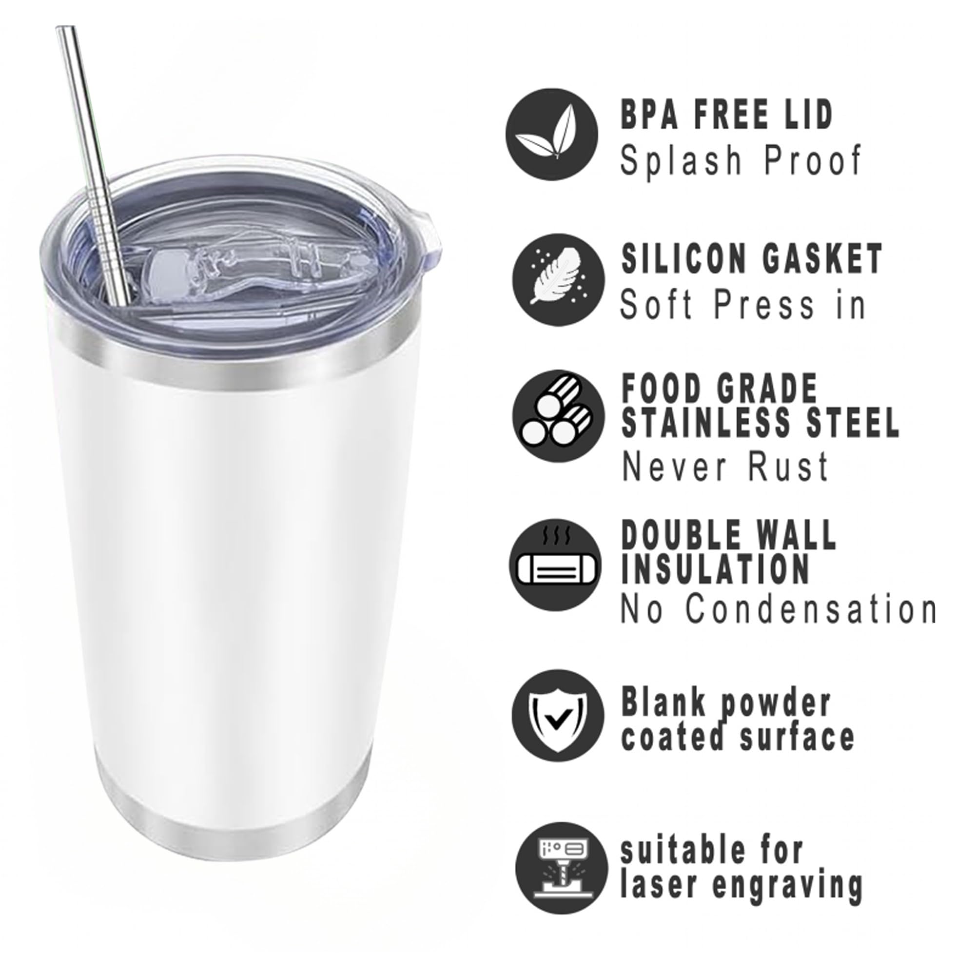 CWRIEB 20oz insulted tumblers stainless steel cup Tumbler Bulk with push Lid, and metal straw powder coated coffee cup for cold and hot drinking (12, Assorted color)