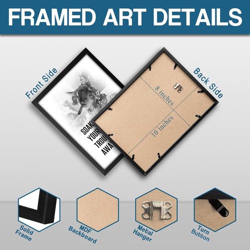 arteWOODS Funny Cat Bathroom Wall Art - Rustic Black Framed Print for Kids' Washroom | 8x10 Inch