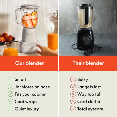 Bella 10-Speed Countertop Blender - Versatile Juicer & Smoothie Maker | 48oz Dishwasher Safe Pitcher, Stainless Steel Blade
