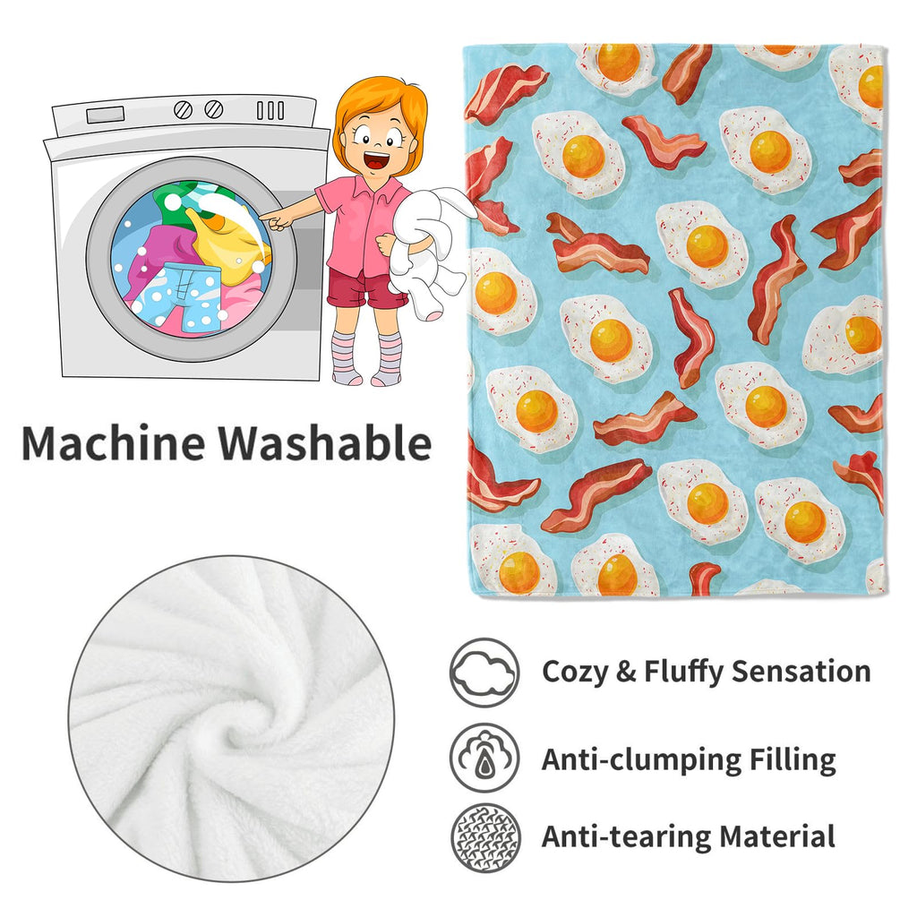 VODRM Bacon and Egg Blanket Fun Food Throw Blankets,Gifts for Kids Woman Girls & Breakfast Lovers,Lightweight Soft Fleece,for Sofa Couch Bed Room Modern Decor 50x60in