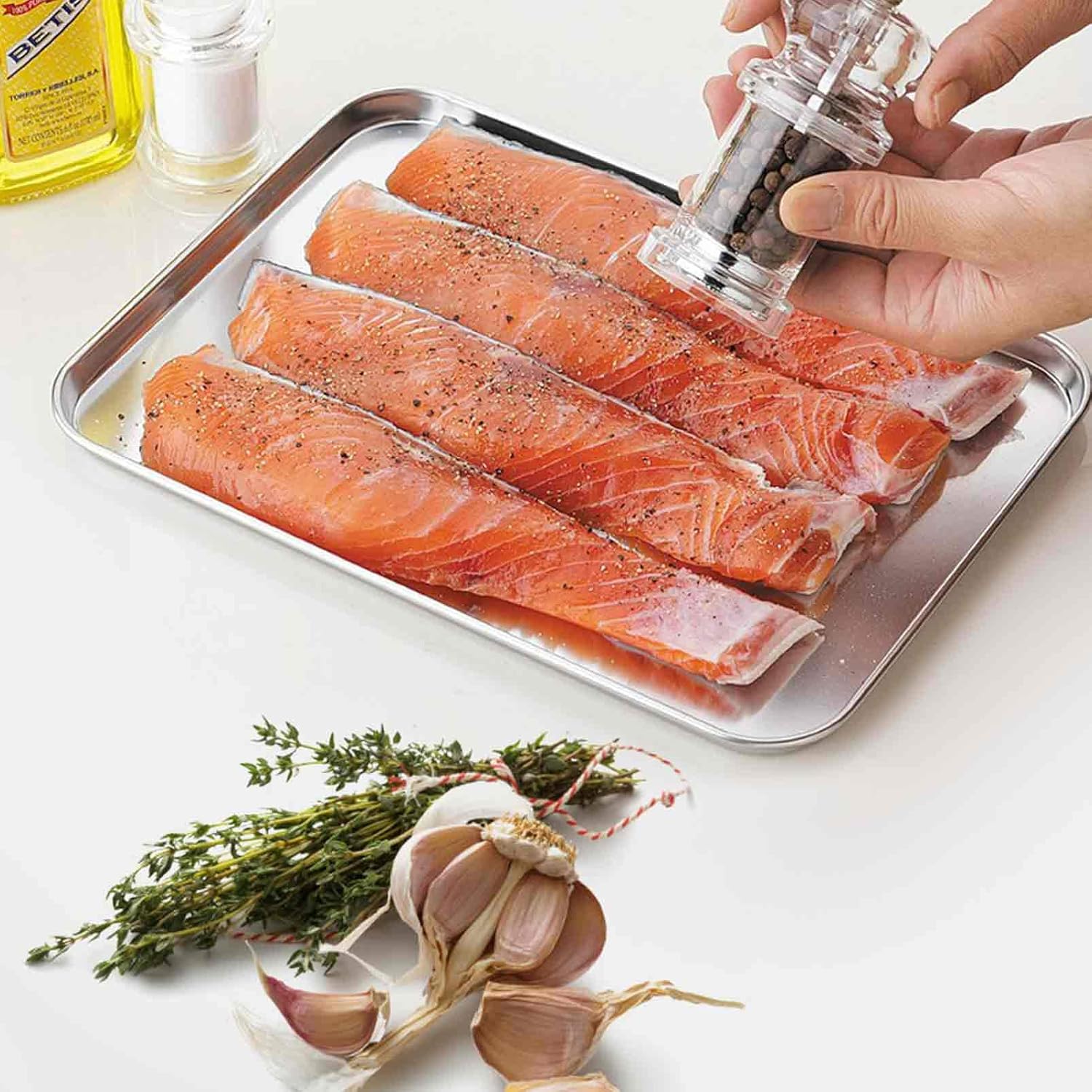 TeamFar Baking Sheet Set - 4 Stainless Steel Cookie Trays, Non-Toxic, Rust-Free, Easy Clean | 16/12.5/10/9.3 Inch