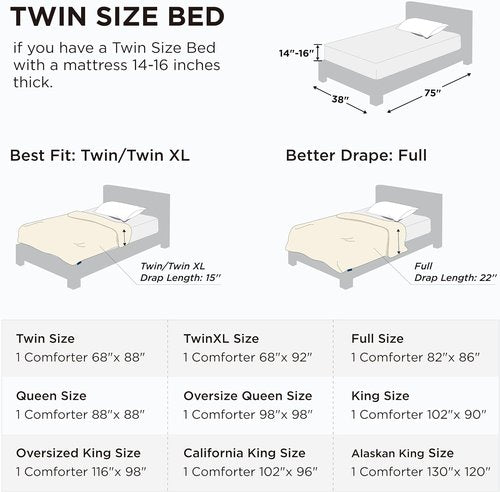 Bedsure Comforter Duvet Insert - All-Season Twin Size Quilted Bedding, GentleSoft Down Alternative, Grey 88 x 68 Inches