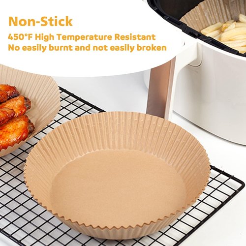 Ailun 8-Inch Air Fryer Paper Liners - 100PCS Non-Stick, Oil Resistant, Food Grade Parchment