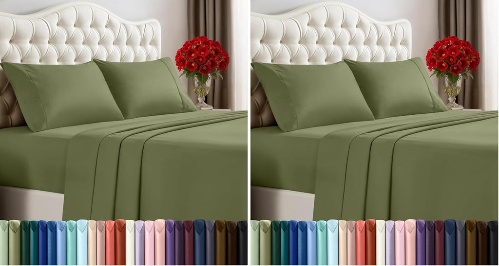 Utopia Bedding Queen Size Sheet Set - Soft Microfiber Bed Sheets, 4-Piece - Oeko-Tex Certified (Olive)