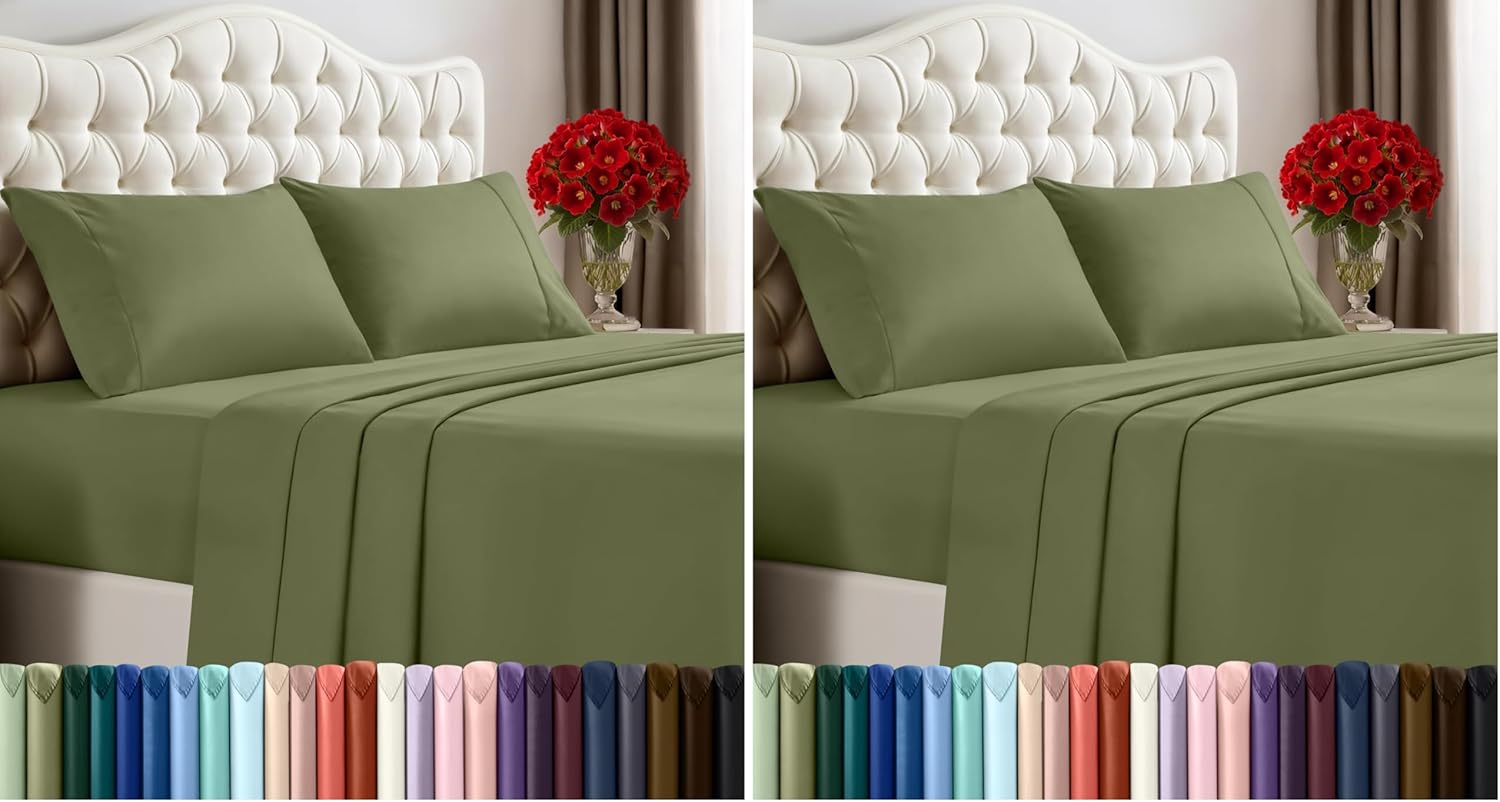 Utopia Bedding Queen Size Sheet Set - Soft Microfiber Bed Sheets, 4-Piece - Oeko-Tex Certified (Olive)