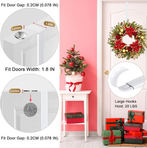 HEYHOUSE Wreath Hanger - Adjustable 14.9-25 Inch Metal Hook for Front Door | Supports 20 lbs Christmas Wreaths