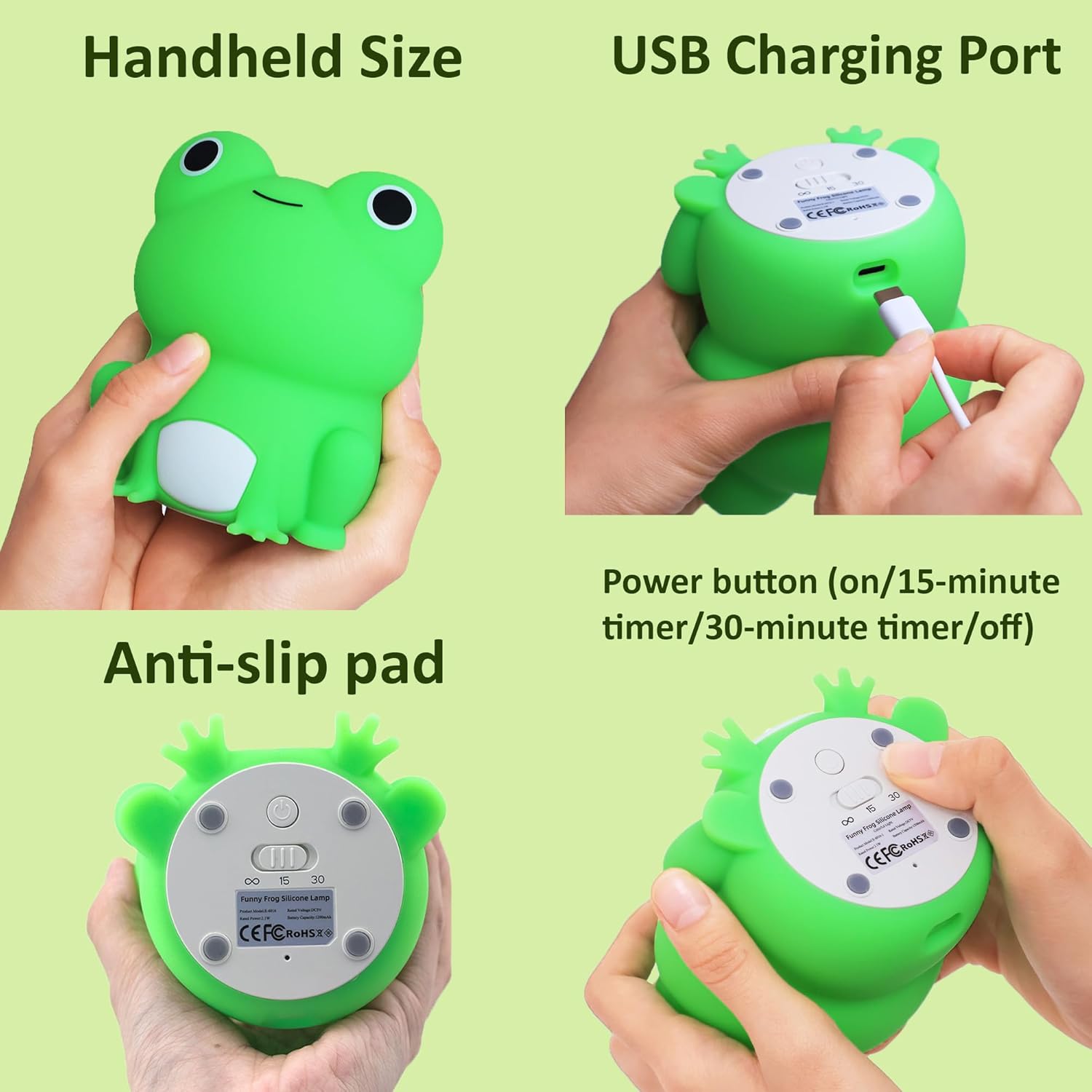 OkiyiD Frog Night Light - Rechargeable Dimmable Bedside Lamp with Touch Control | Portable Kids Gift