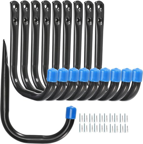 Heavy Duty Garage Storage Hooks by J Utility - 4-Inch Wall Mount Hangers for Tools, Bikes & Ladders | 10 Pack