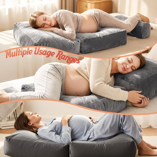 Pregnancy Pillows for Sleeping, 45.3 Inch Pregnancy Massage Pillow Full Body Pillow with Removable Cover & Leg Pillow, Support for Back, Legs, Belly, HIPS for Pregnant Women