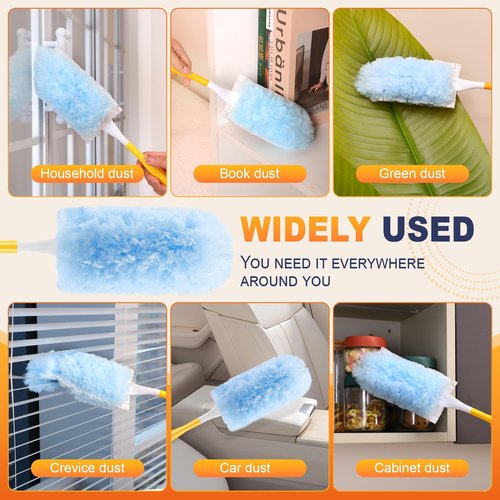 60 Pcs Duster Refills Compatible with Swiffer Duster Refill, Feather Dusters for Cleaning with 2 Handle, Multisurface 360°, Unscented Disposable Dusters for Cleaning Dusting (Blue,)