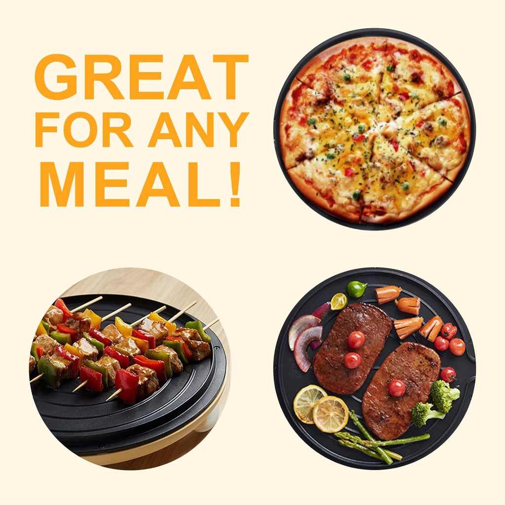 Bear 11.8'' Electric Smokeless Indoor Grill - 1500W Adjustable Temp Quesadilla Maker | Nonstick Pan for All Meals