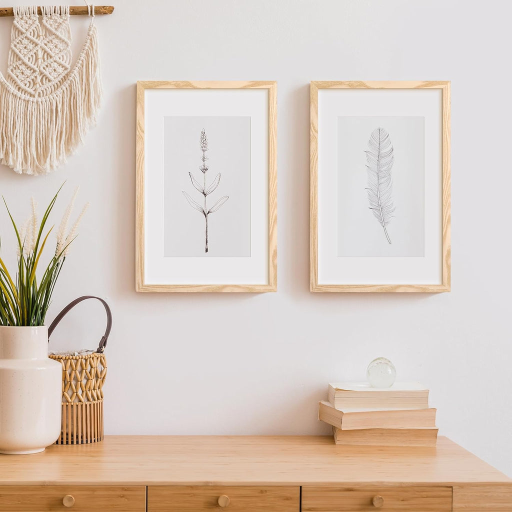 Upsimples 11x17 Picture Frame - Versatile Display for 9x15 with Mat or 11x17 Without | Natural Finish, 1 Pack
