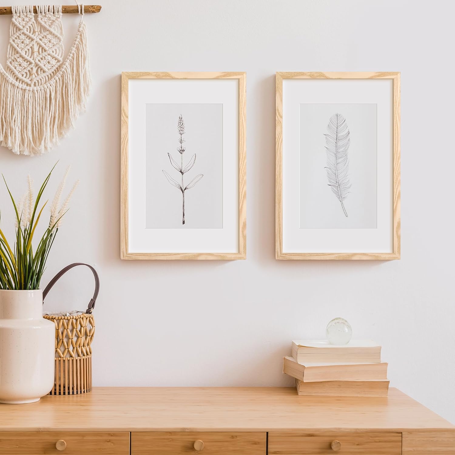 Upsimples 11x17 Picture Frame - Versatile Display for 9x15 with Mat or 11x17 Without | Natural Finish, 1 Pack