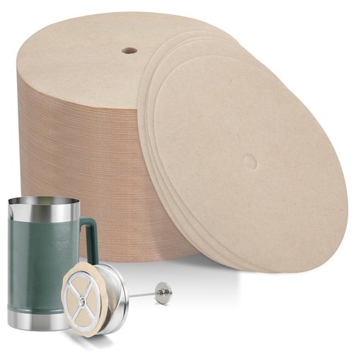Paper Coffee Filters Compatible with Stanley French Press, 100 Pcs Disposable Perforated Brown Filter Paper for Stanley Coffee Maker 48 oz