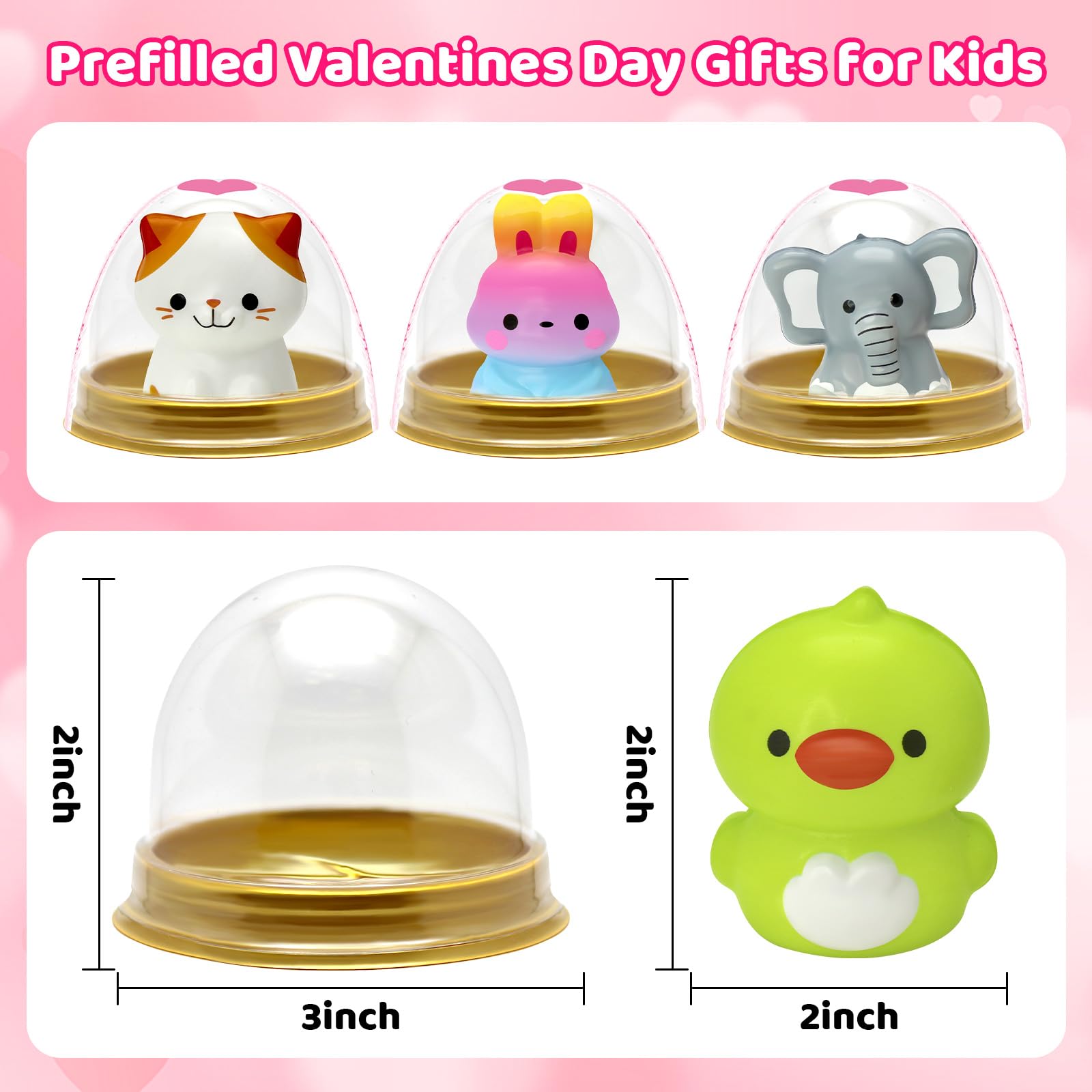 BCUEIDO 24 Pack Valentine's Day Gifts Cards with Animal Squishy, Valentine's Cards for Valentines Exchange, Prize Supplies, Valentines Party Favors