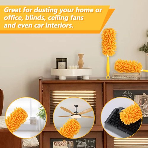 Yicotira Reusable Duster Refill Compatible with Swiffer Duster Kit - Pet Heavy Duty Duster Refills Fit for Swiffer Extended Handle Duster - Microfiber 360 Duster Refills for Dusting Cleaning, 4 Pack