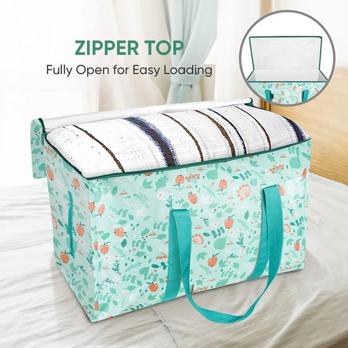 BALEINE Oversized Moving Bags - Heavy-Duty Storage Totes with Reinforced Handles | 4-Pack, Spring Stroll