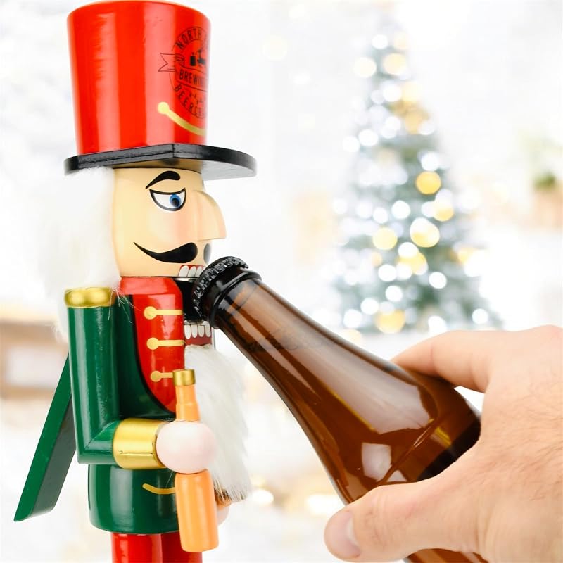 Beercracker Nutcracker Bottle Opener 15" Tall - Functional Holiday Decor