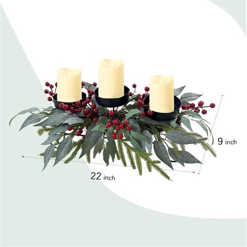 22 Inch Christmas Candle Holder Centerpiece by [Brand Name] - Elegant 3 Tray Design for Holiday Home Decor