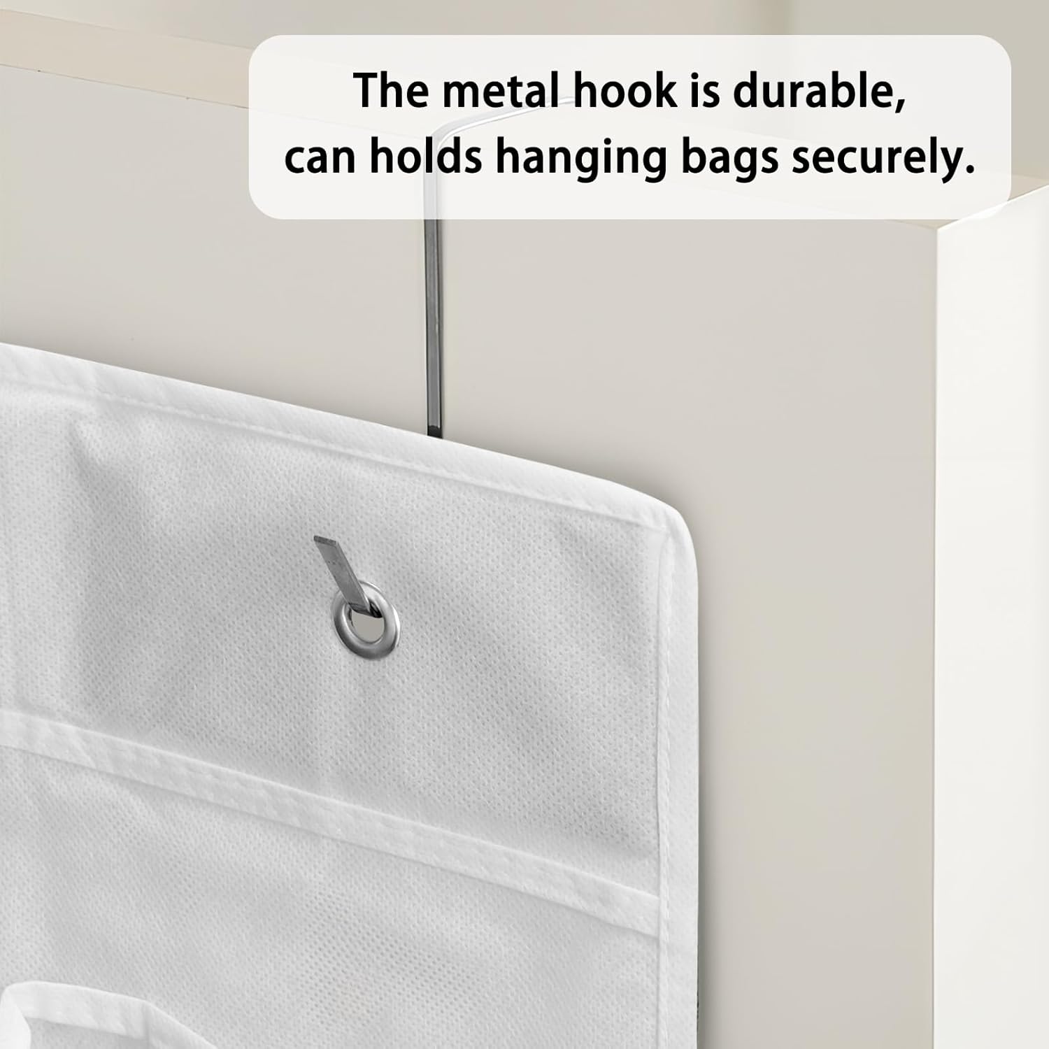 Skiennix 24-Pocket Over The Door Shoe Organizer - Large Hanging Rack with Mesh Pockets & 3 Hooks | White