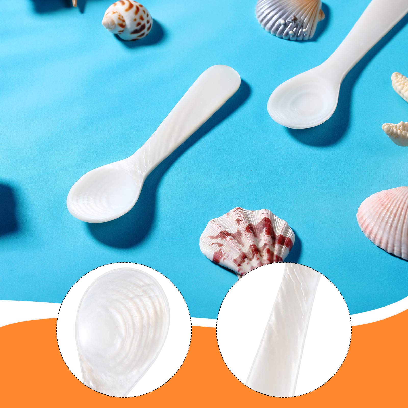 Patelai 80 Pieces Set of Caviar Spoons Mother of Pearl Spoons with Handcraft Round Handle for Caviar, Egg, Ice Cream, Coffee, Kitchen, Restaurant for Serving Caviars (7cm/2.75 Inch)
