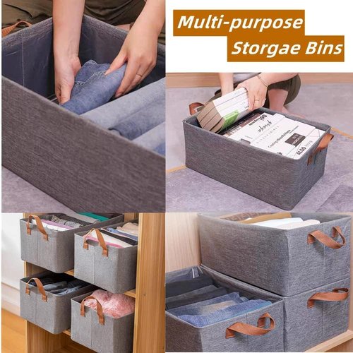 Fordonral Large Capacity Storage Bins - Sturdy Foldable Organizer for Clothing, Toys & Books | Pack of 3