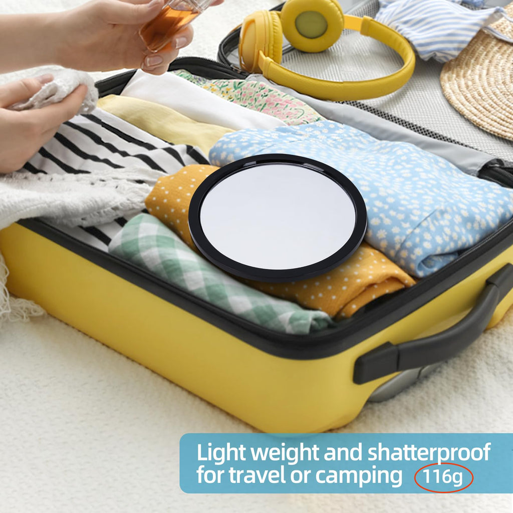 YoHumk Fogless Shower Mirror for Shaving and Makeup with 3 Removable Powerful Suction Cups, Shatterproof Anti Fog Mirror for Shower and Bathroom, Glassless Safety Kids Mirror (Black)