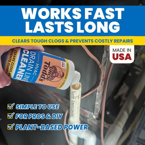 Uncle Todd's HVAC Drain Line Cleaner – 16oz / 8 Months Supply Bleach-Free, Fast-Acting, Long-Lasting AC Drain Line Solution for Tough Clogs & Buildup