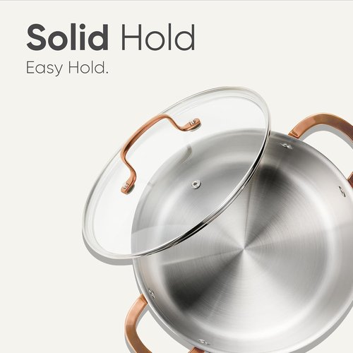 CAROTE 6 Qt Tri-Ply Stainless Steel Stockpot - Non-Toxic Soup Pot with Lid | Even Heating, Oven Safe, Induction Compatible, Silver