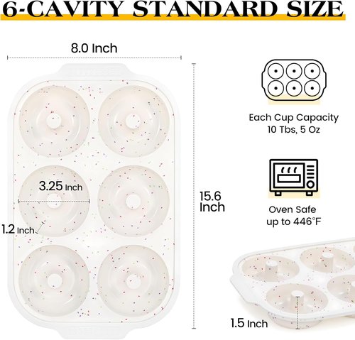 KASHME Silicone Donut Pan - Nonstick 6 Cavity Molds with Metal Reinforced Frame | 3.25 Inch Cream Color