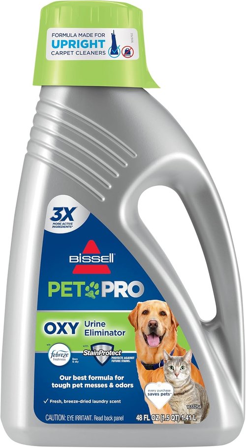 Bissell PET PRO OXY Urine Eliminator - Deep Clean Carpet Solution with Febreze | 48oz, StainProtect Technology