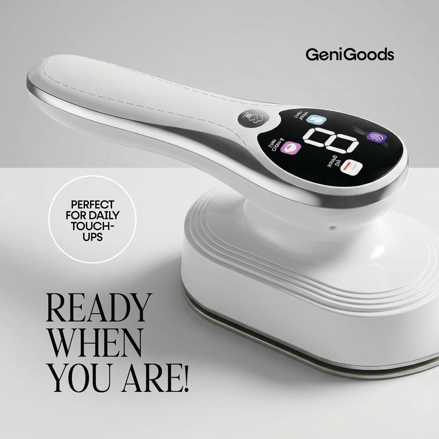 Skiennix Handheld Garment Steamer - 2-in-1 Portable Iron with Fast 10s Heat-Up, LED Display & Leak-Proof Design - White