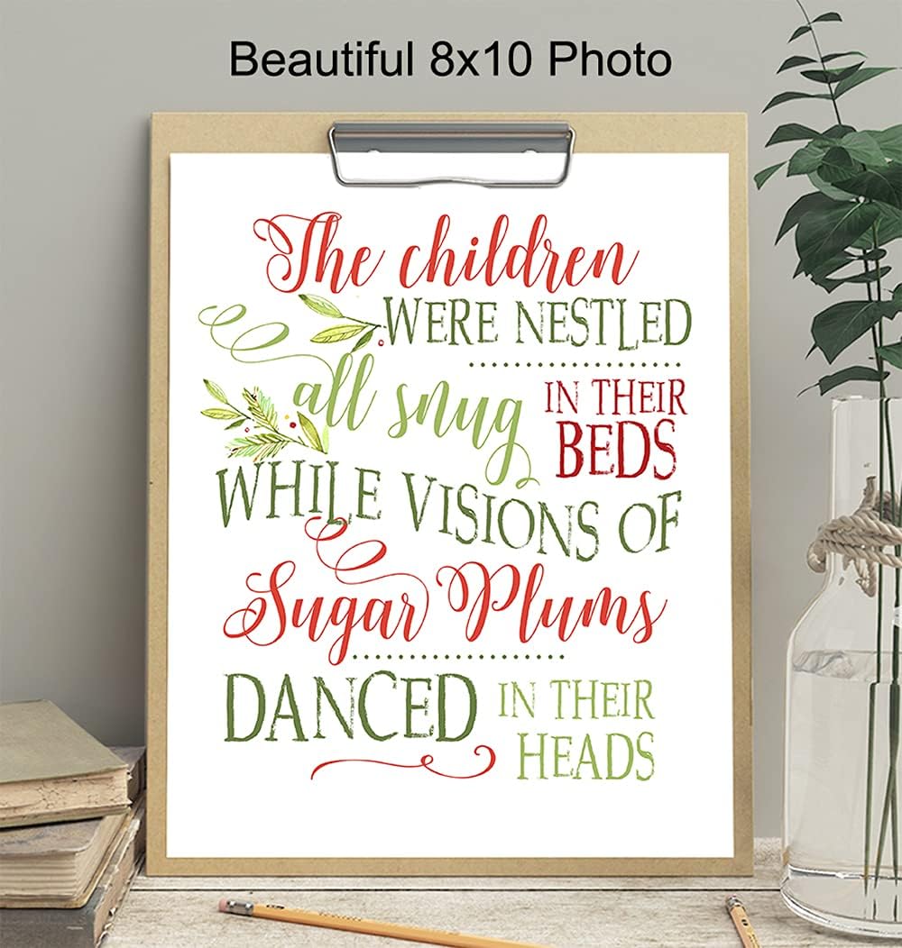 Regine Switzerland Twas The Night Before Christmas Wall Art - Cute Santa Claus Holiday Decor - Festive Home Decoration