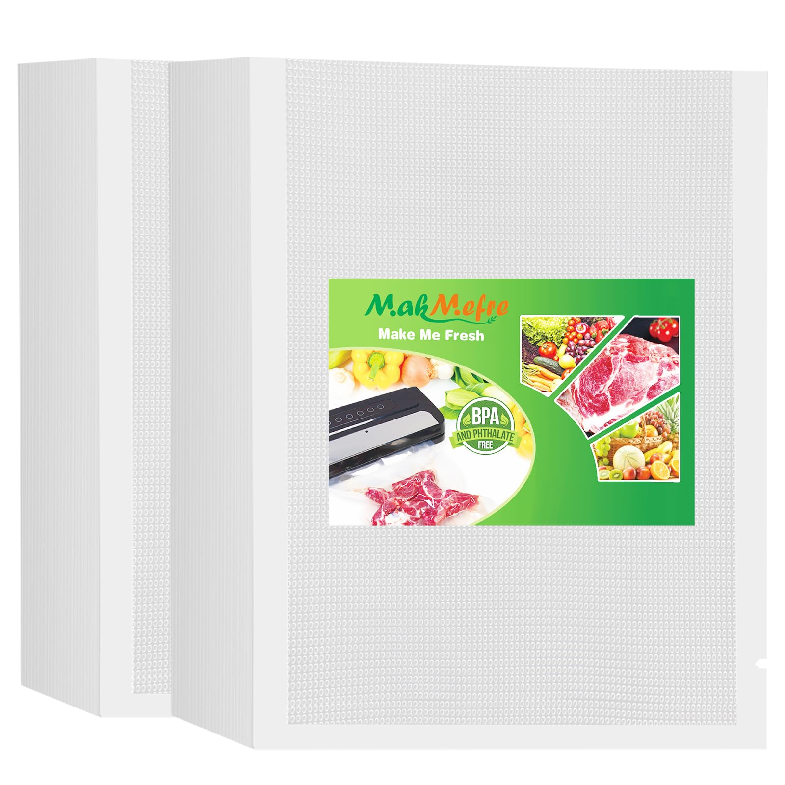 MakMeFre 200 Plus Gallon Size 12" x 16" Vacuum Sealer Bags with BPA Free and Heavy Duty,Great for Food Storage Vaccume Sealer PreCut Bag