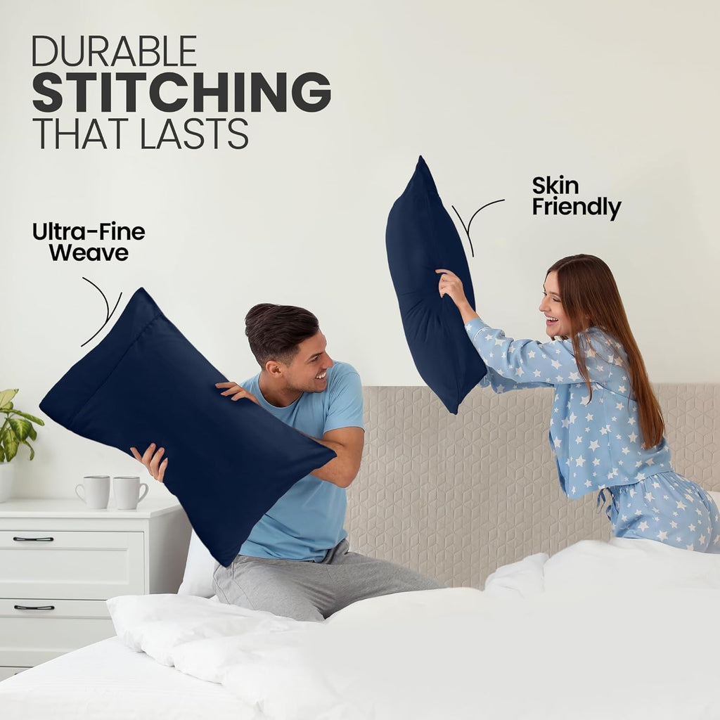 Utopia Bedding Queen Pillow Cases - Soft Brushed Microfiber - 2 Pack, Navy - Fade Resistant 20 x 30 Inches