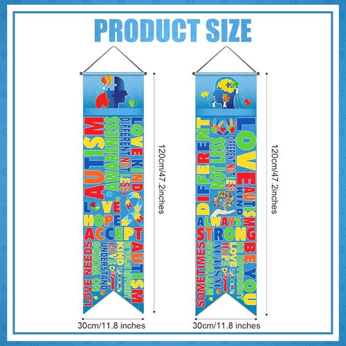 Blulu Autism Awareness Door Banners - Inspirational Puzzle Piece Decorations | 2 Pcs for Indoor/Outdoor Use
