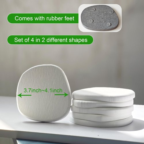 Diatomaceous Earth Coasters Set of 4 for Drinks, Moisture Water Absorbent Stone Coasters for Table Desk at Work, Water Absorbing Instant Drying Diatomite, Modern White