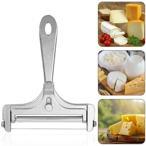 lasuroa Cheese Cutter, Stainless Steel Cheese Slicer with 4pcs Extra Wires Adjustable Handheld Butter Block Cutter for Cheddar Gruyere Mozzarella Kitchen Slicing Tools
