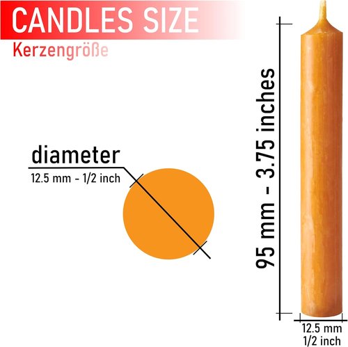 BRUBAKER Beeswax Tree Candles - Honey Colored - Pack of 20 - 3¾ x ½ Inch (9.5 x 1.27cm) - Made in Europe